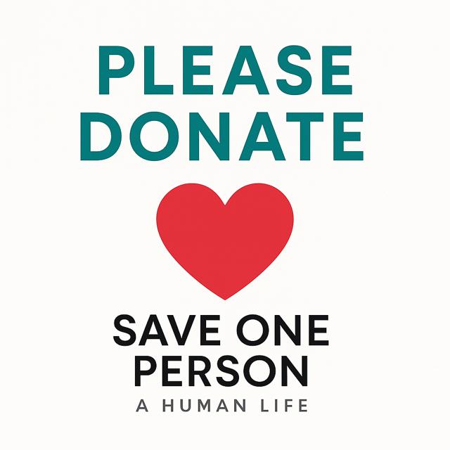 Tax-deductible donation to save a life.